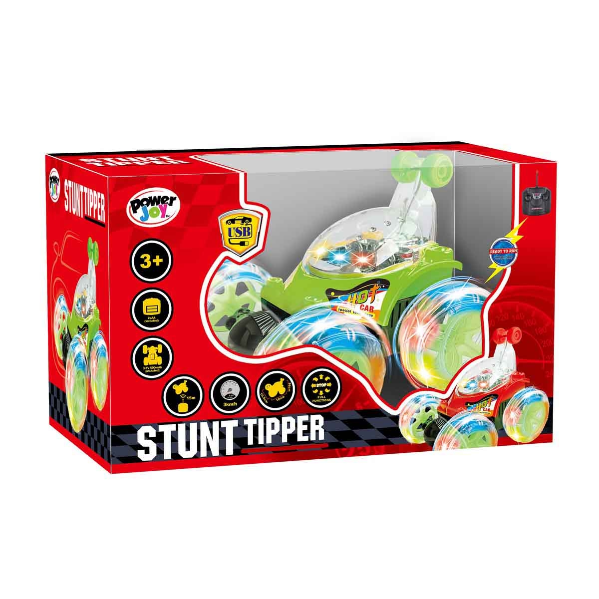 Power Joy Stunt Tipper with Light & Music Assorted Remote Control Car Boys, 3-4 Years