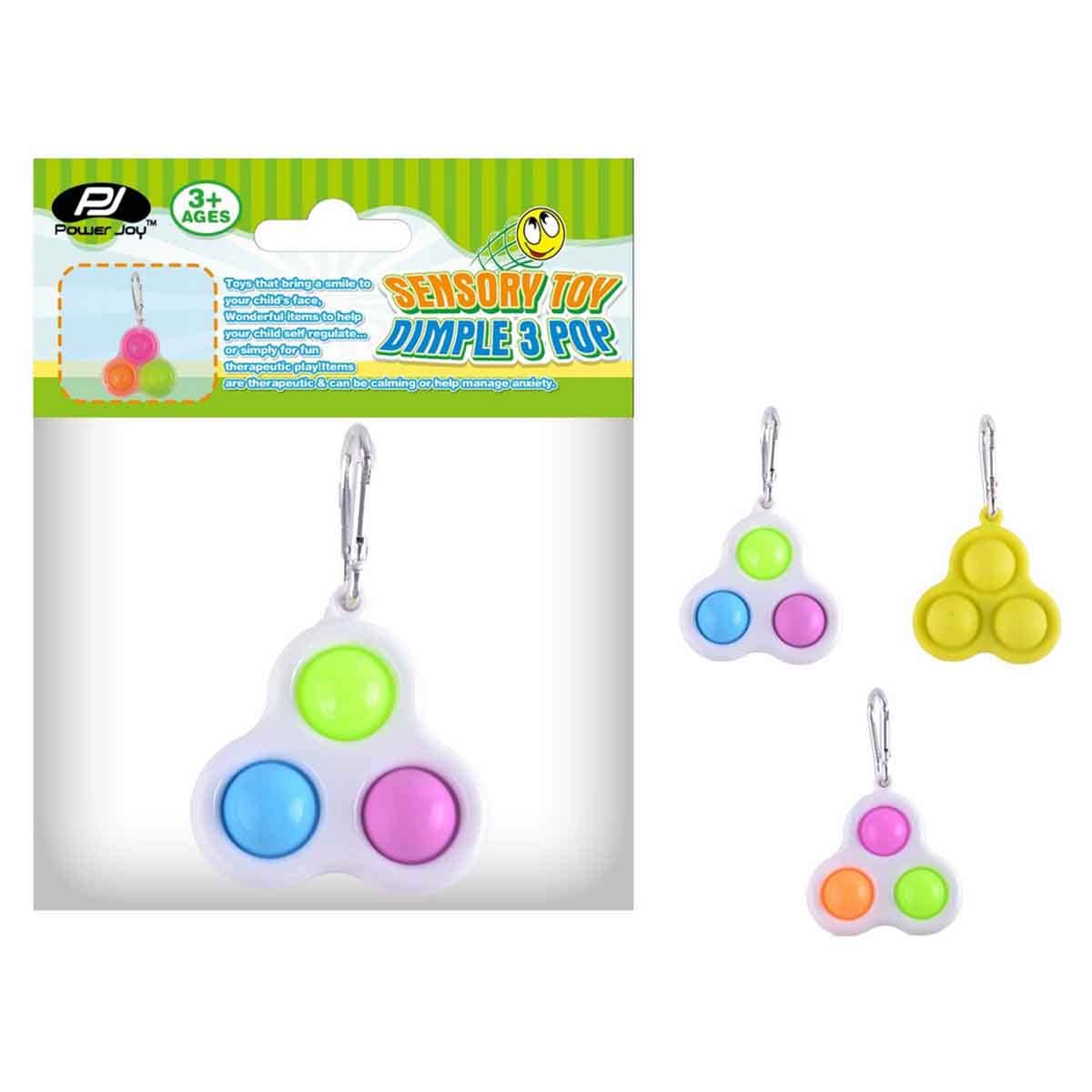 Power Joy Sensory Toy Dimple 3 Pop Key Chain Unisex, 3-4 Years