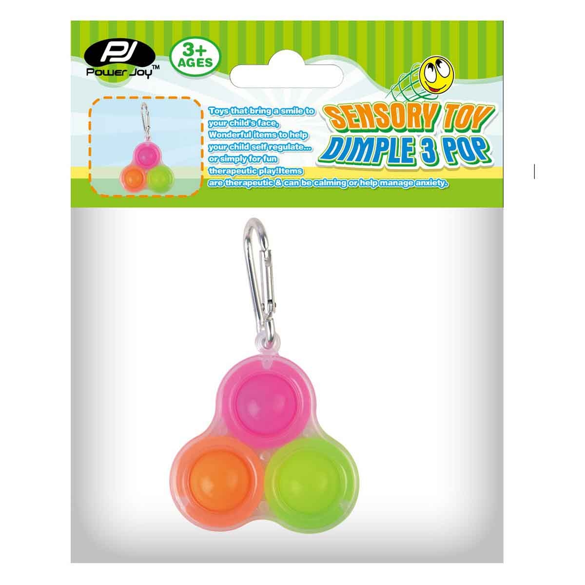 Power Joy Sensory Toy Dimple 3 Pop Key Chain Unisex, 3-4 Years