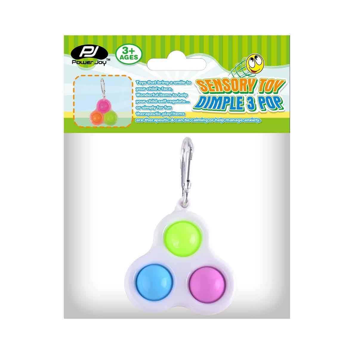 Power Joy Sensory Toy Dimple 3 Pop Key Chain Unisex, 3-4 Years
