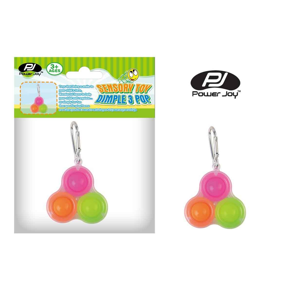 Power Joy Sensory Toy Dimple 3 Pop Key Chain Unisex, 3-4 Years