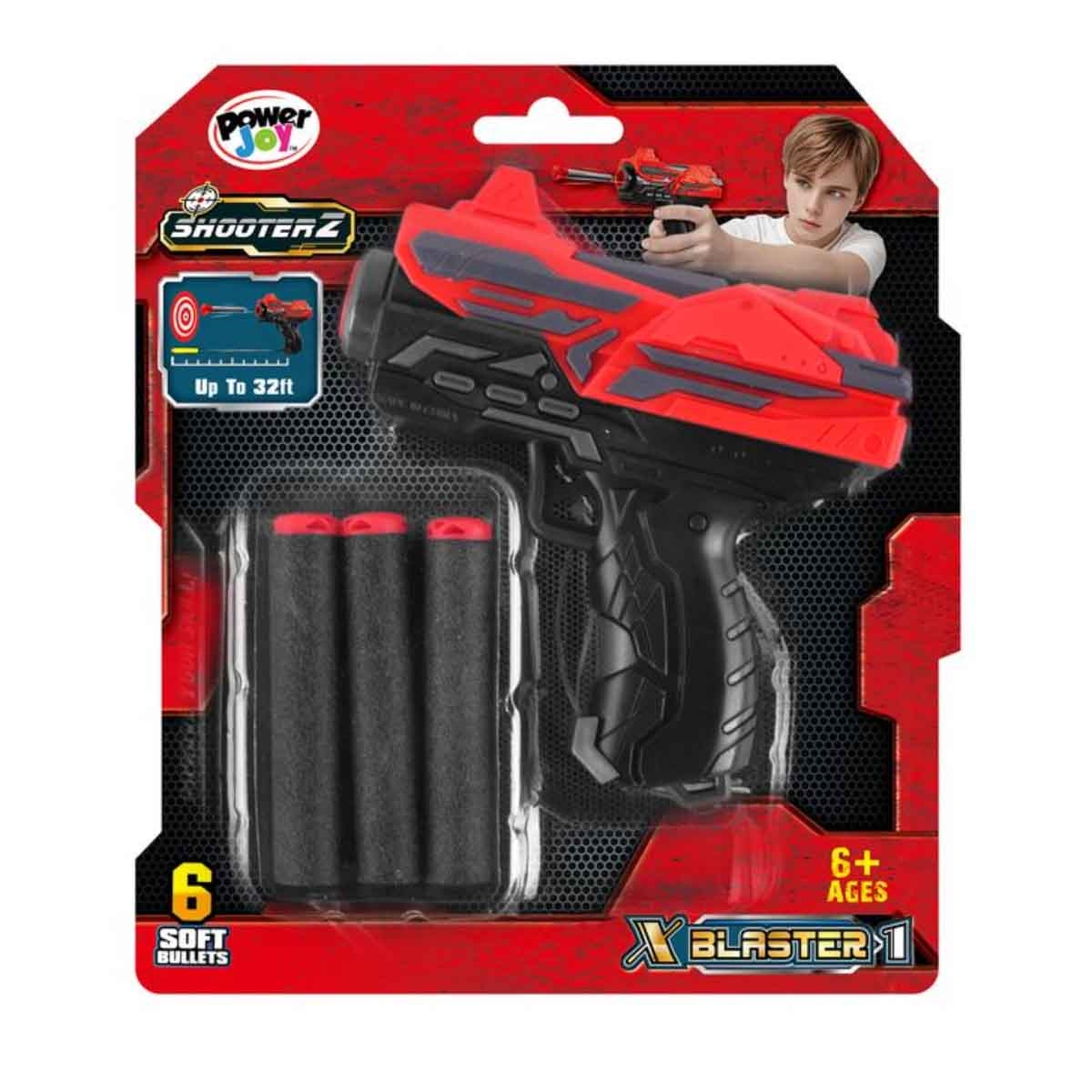 Power Joy Shooterz X-Blaster 1 with 6-Pieces Foam Darts Set Boys, 5-7 Years