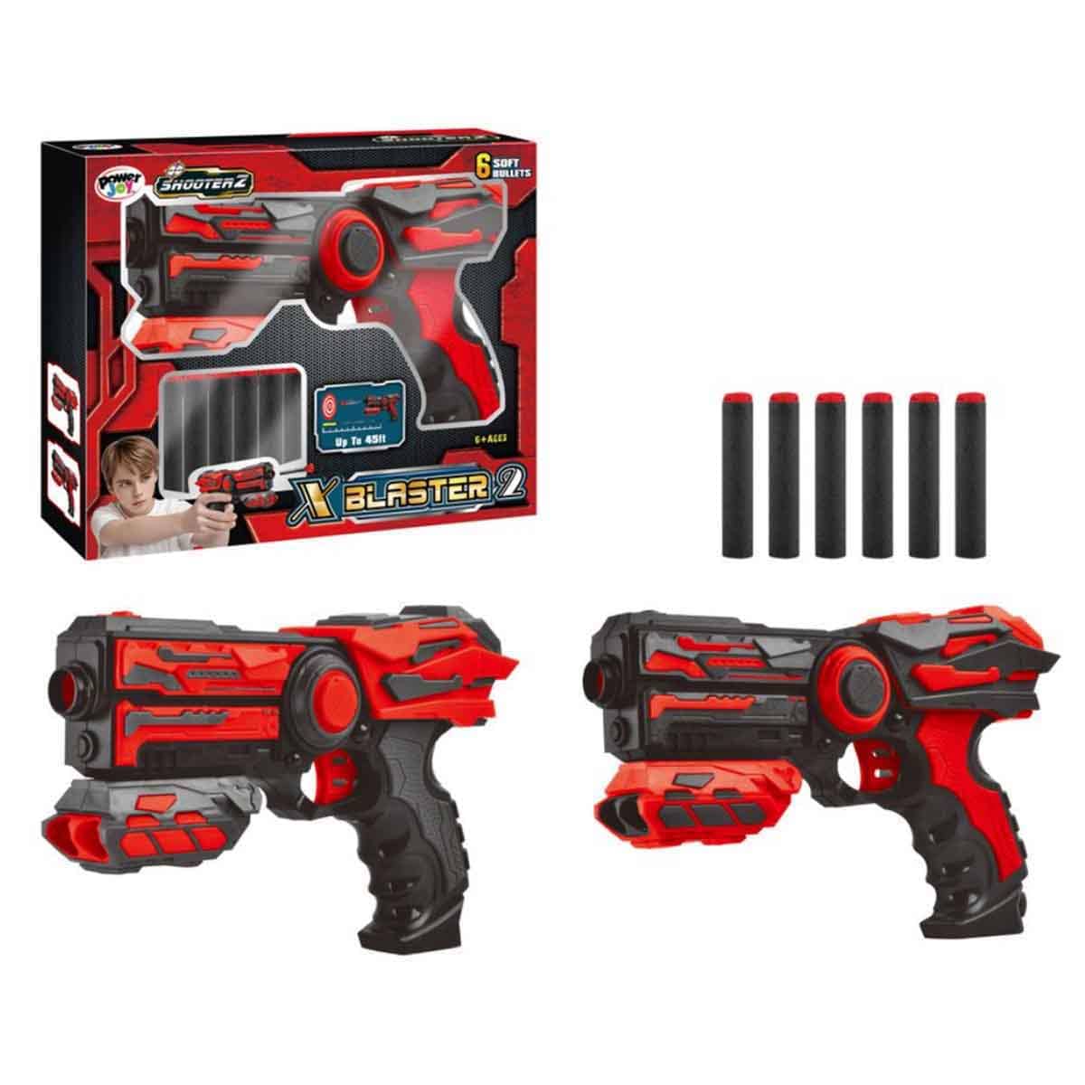 Power Joy Shooterz X Assorted Blaster 2 with 6-Pieces Foam Bullets Set Boys, 5-7 Years