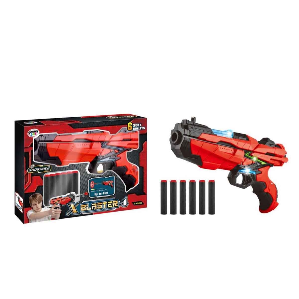 Power Joy Shooterz X Blaster 4 with 6-Pieces Foam Bullets Boys, 5-7 Years