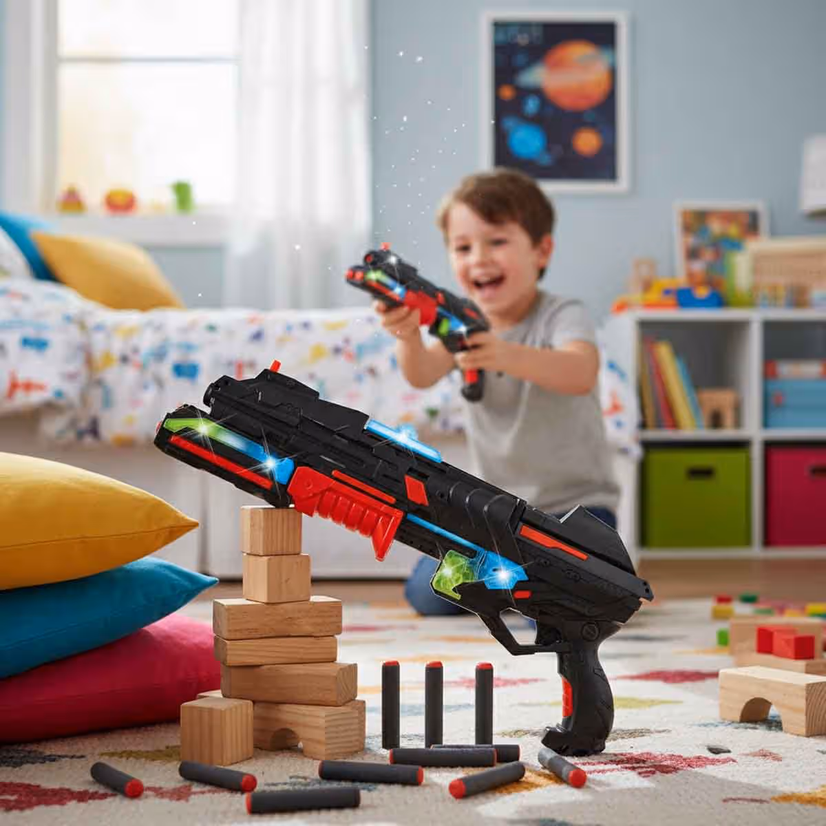 Power Joy ShooterZ X-Blaster 5 Toy Gun with 10 Foam Bullets Boys, 5-7 Years