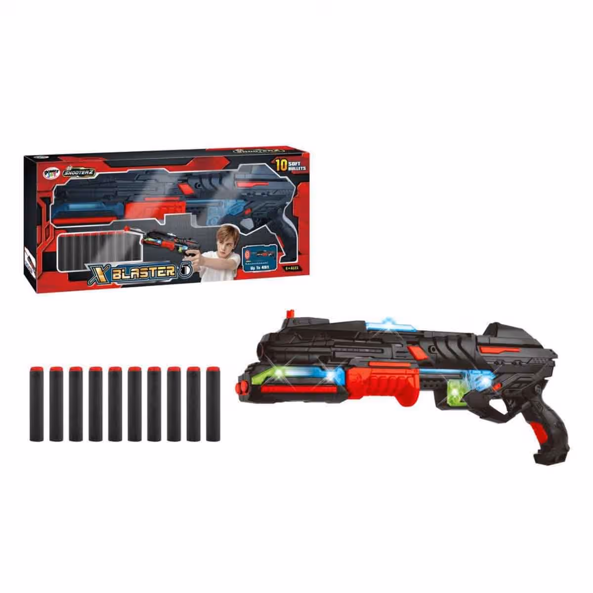 Power Joy ShooterZ X-Blaster 5 Toy Gun with 10 Foam Bullets Boys, 5-7 Years