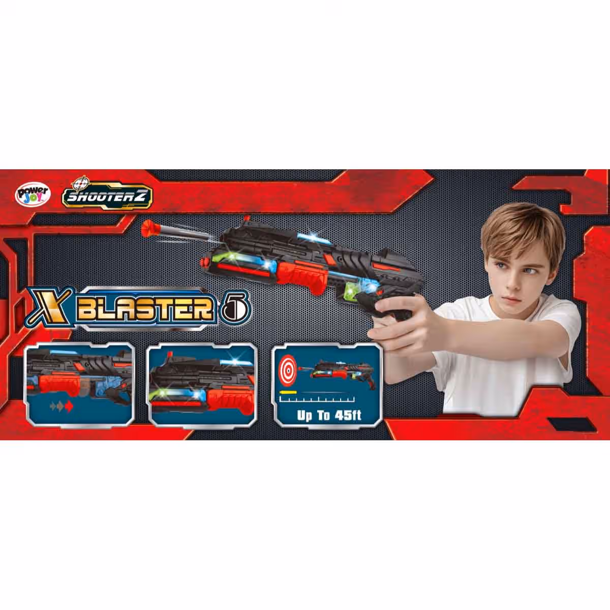 Power Joy ShooterZ X-Blaster 5 Toy Gun with 10 Foam Bullets Boys, 5-7 Years
