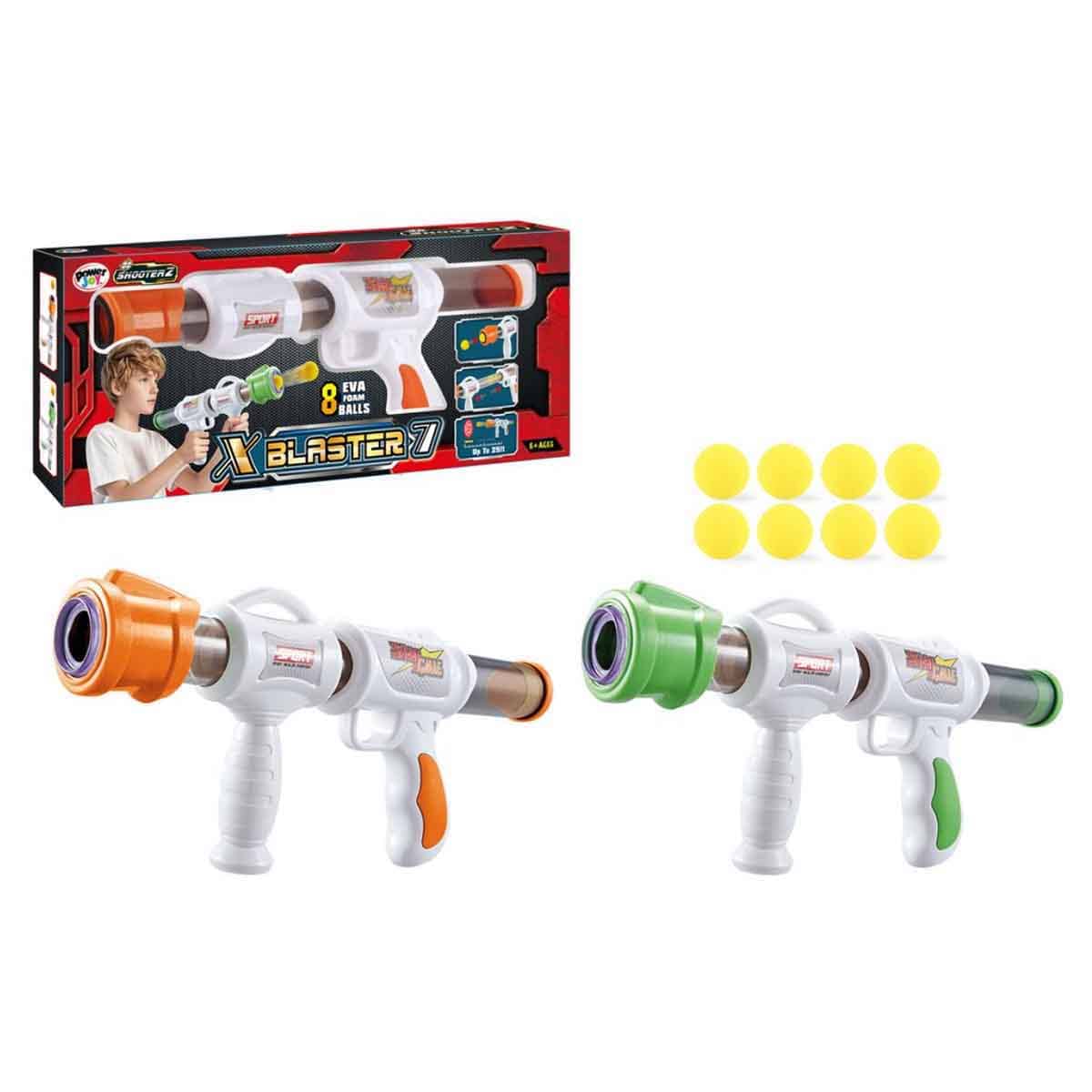 Power Joy Shooterz X Assorted Blaster 7 with 8-Pieces Eva Foam Ball Set Boys, 5-7 Years