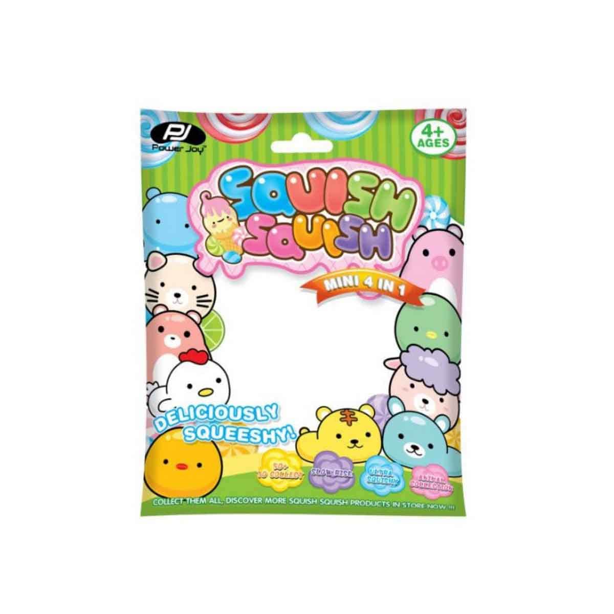 Power Joy Squish Squish Mini 4-in-1 Animal Plushies Unisex, 3-4 Years