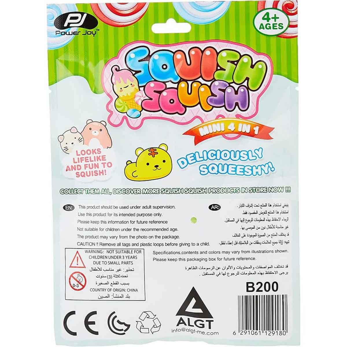 Power Joy Squish Squish Mini 4-in-1 Animal Plushies Unisex, 3-4 Years