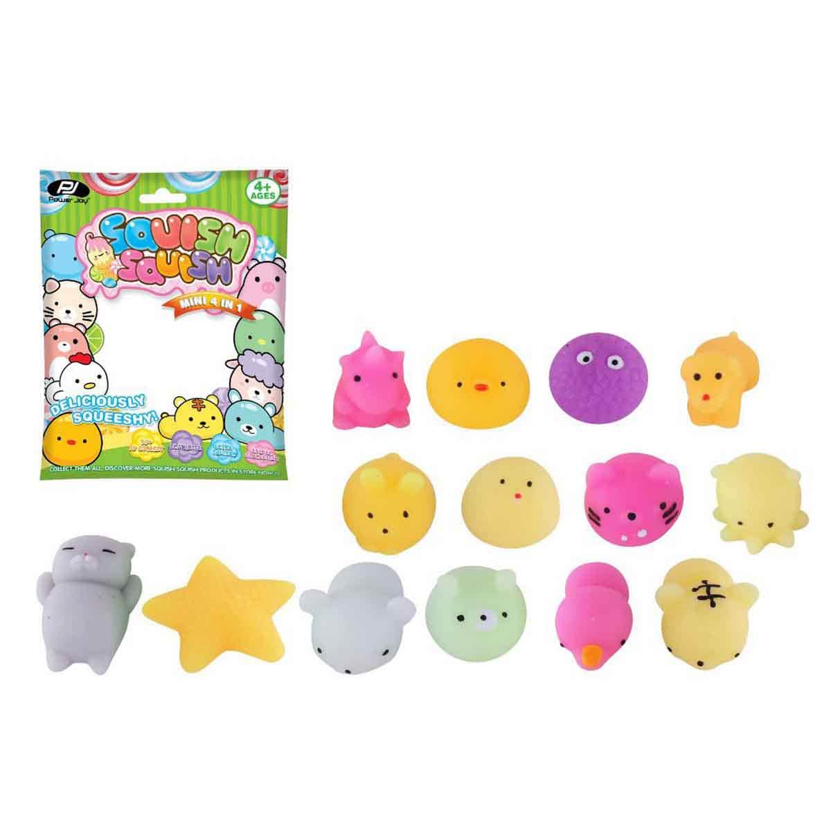 Power Joy Squish Squish Mini 4-in-1 Animal Plushies Unisex, 3-4 Years
