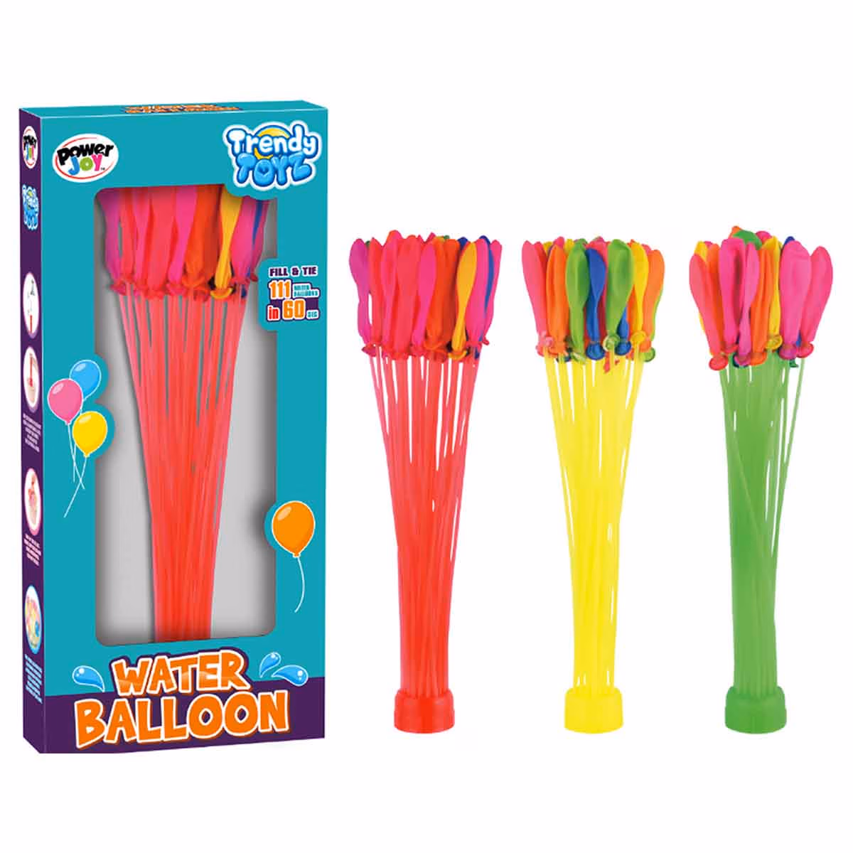 Power Joy 111-Piece Trendy Assorted Water Balloon Set Unisex, 8-10 Years