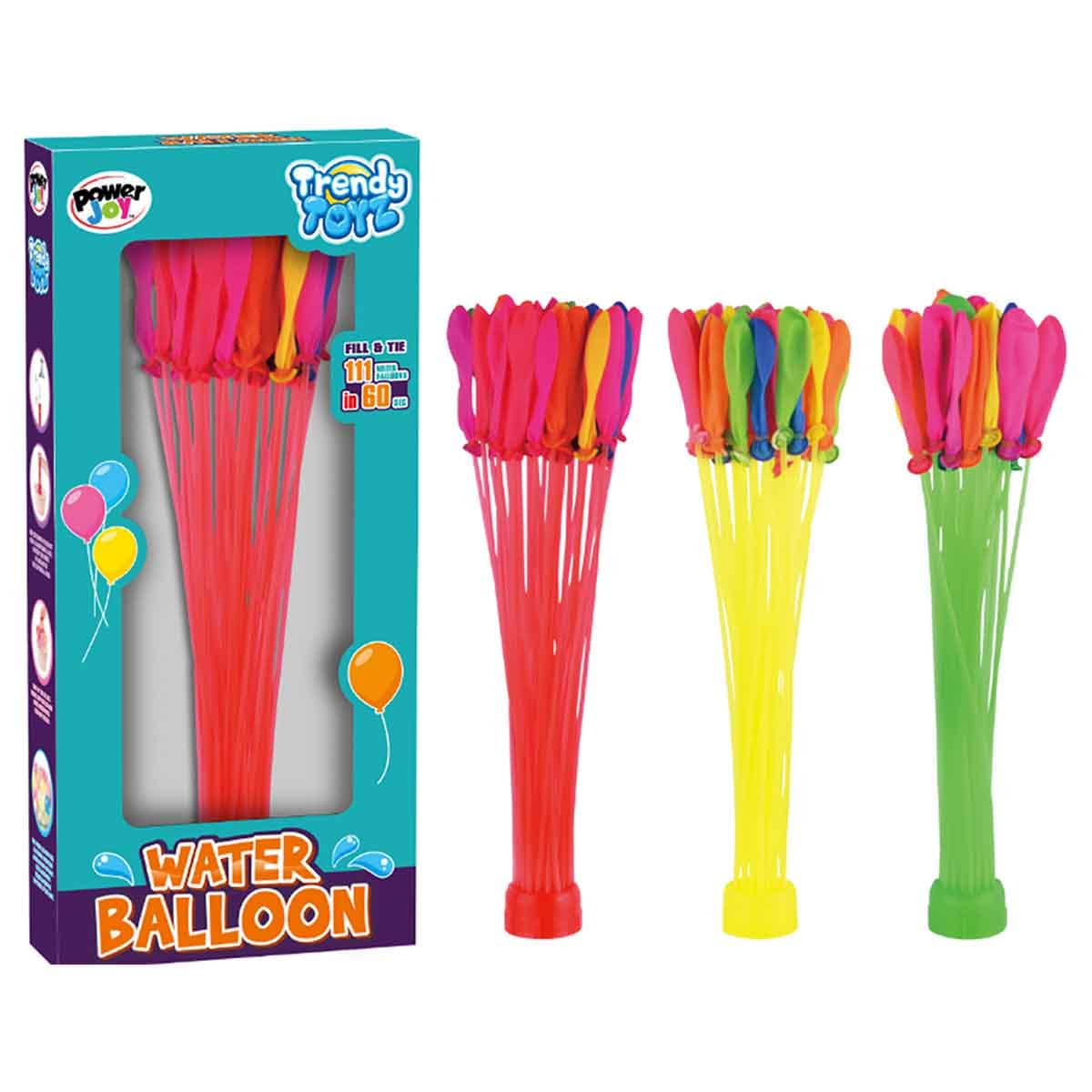 Power Joy 111-Piece Trendy Assorted Water Balloon Set Unisex, 8-10 Years
