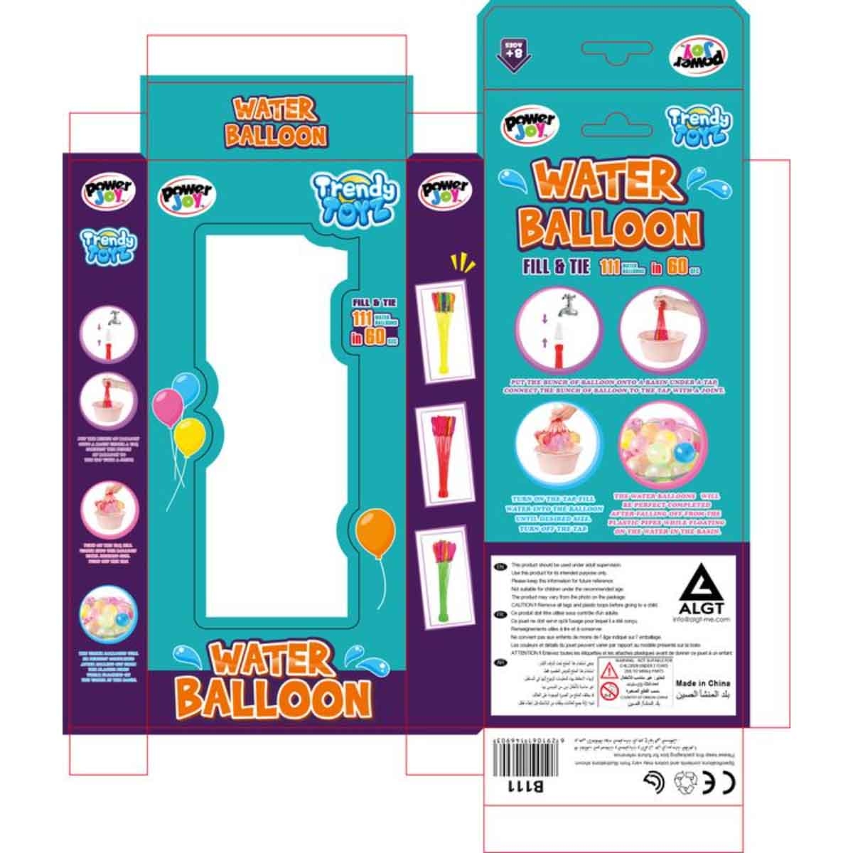 Power Joy 111-Piece Trendy Assorted Water Balloon Set Unisex, 8-10 Years