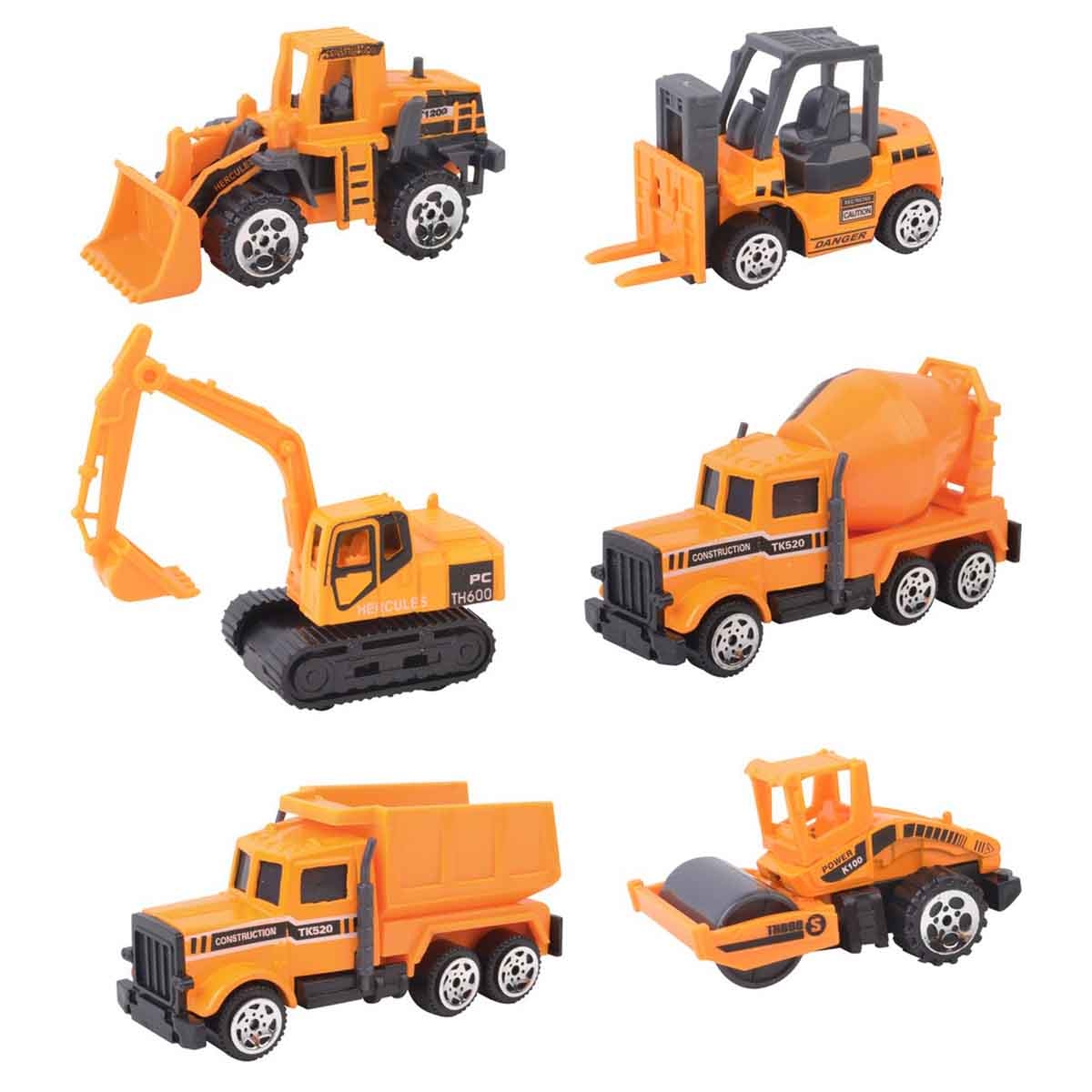 Power Joy VroomVroom Premium Diecast Construction Vehicles Boys, 3-4 Years, Pack of 6