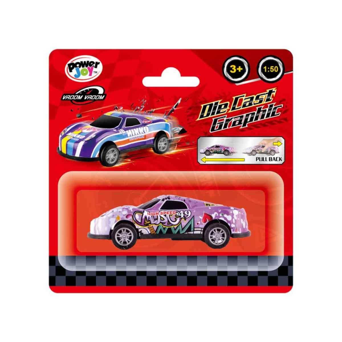 Power Joy Vroom Vroom 1:50 Diecast Assorted Graphic Car Unisex, 3-4 Years