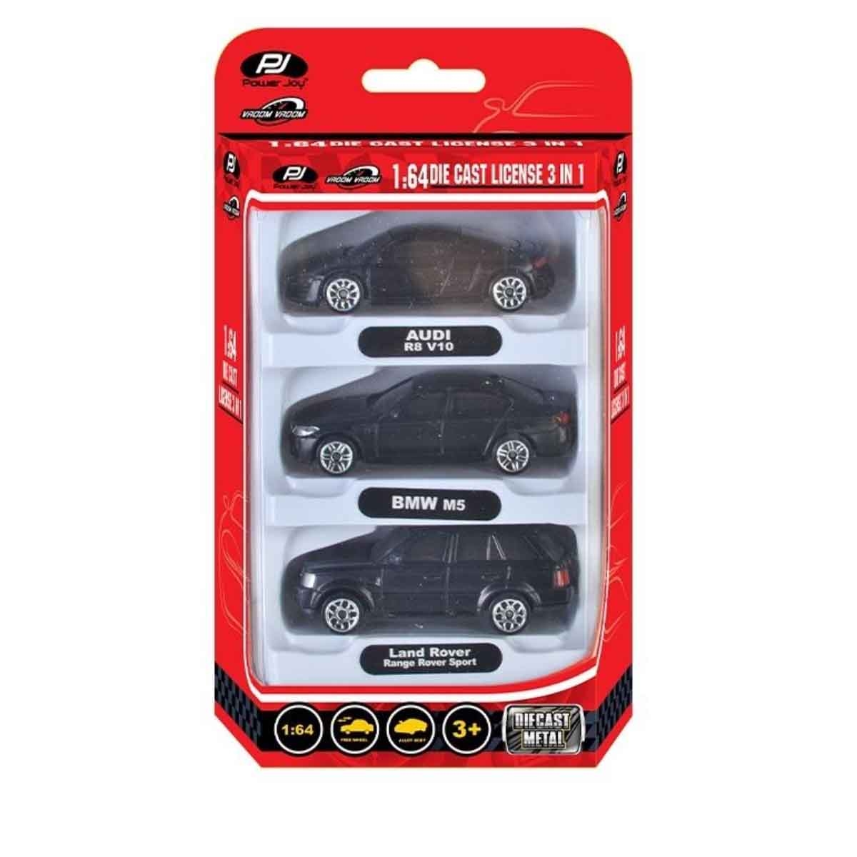 Power Joy 3-Piece 1:64 Diecast License Assorted Vehicle Set Unisex, 3-4 Years