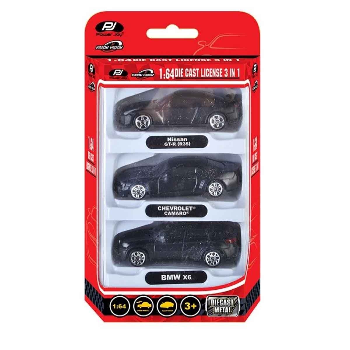 Power Joy 3-Piece 1:64 Diecast License Assorted Vehicle Set Unisex, 3-4 Years