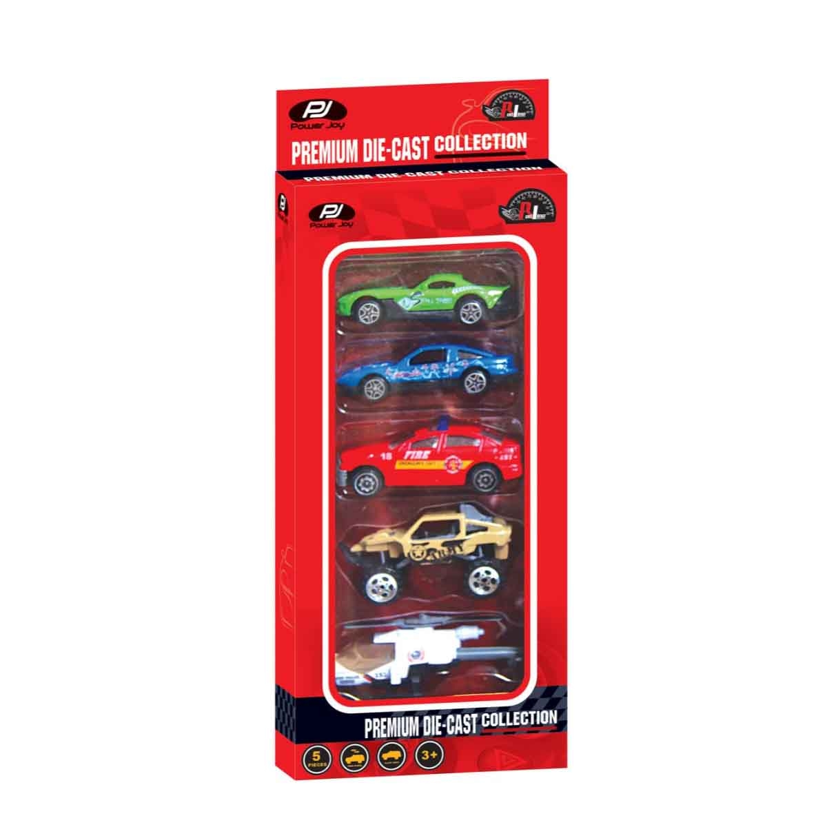 Power Joy 5-Piece Premium 1:64 Diecast Assorted Vehicle Set Unisex, 3-4 Years