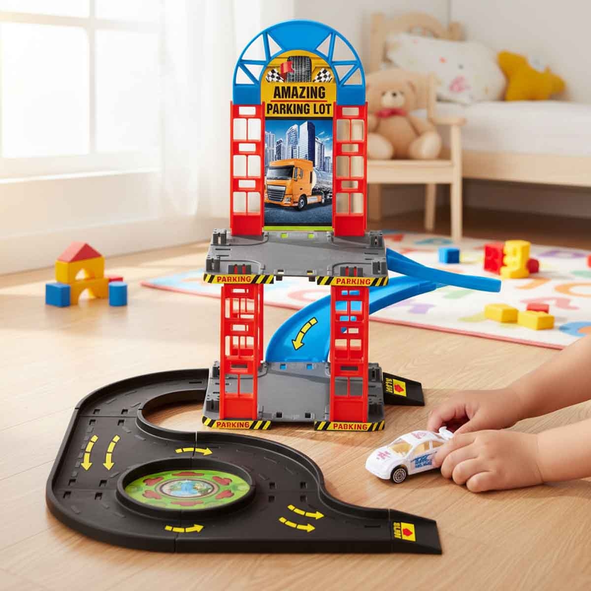 باور جوي فْروم فْروم طقم موقف سيارات مع سيارات للجنسين، 3-4 سنوات