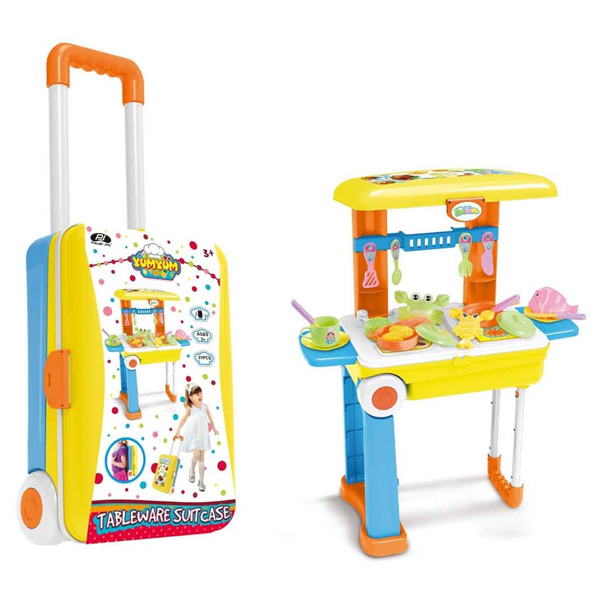 Power Joy Yumyum Tableware Suitcase Set Girls, 3-4 Years