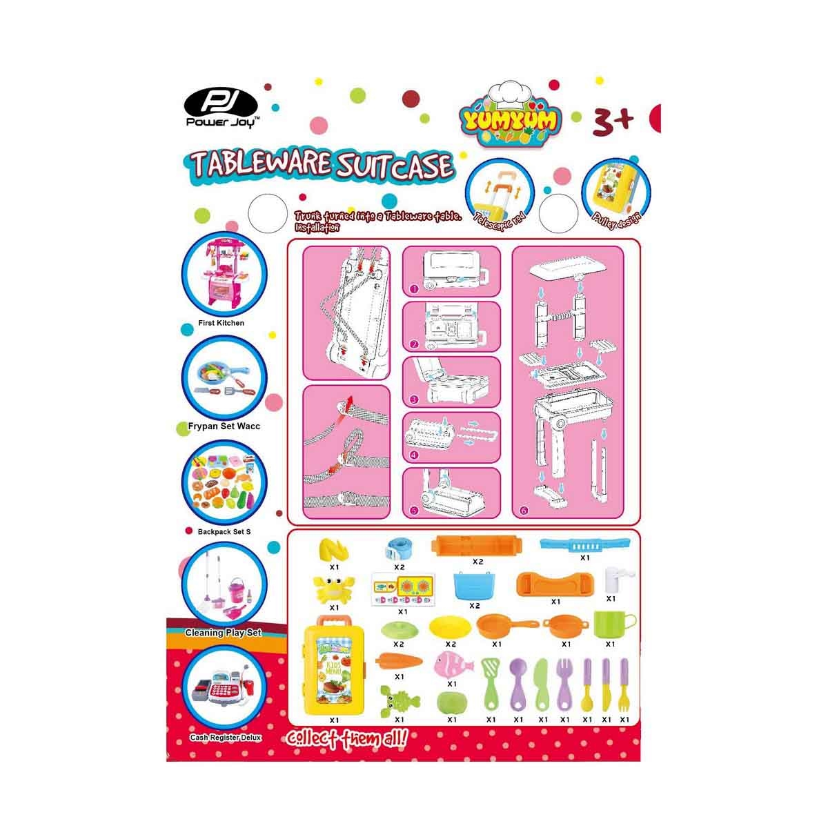 Power Joy Yumyum Tableware Suitcase Set Girls, 3-4 Years