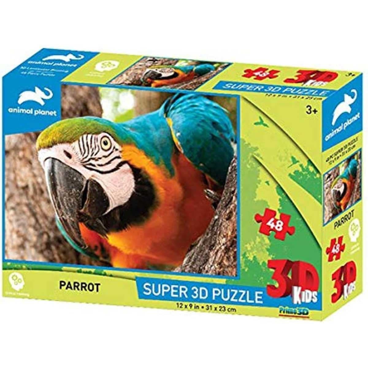 Prime 3D 48-Piece Parrot 3D Puzzle Unisex, 3-4 Years