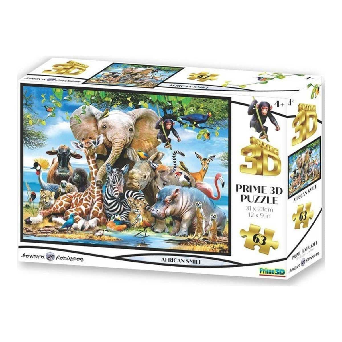 Prime 3D 63-Piece Africa Smile 3D Puzzle Unisex, 5-6 Years