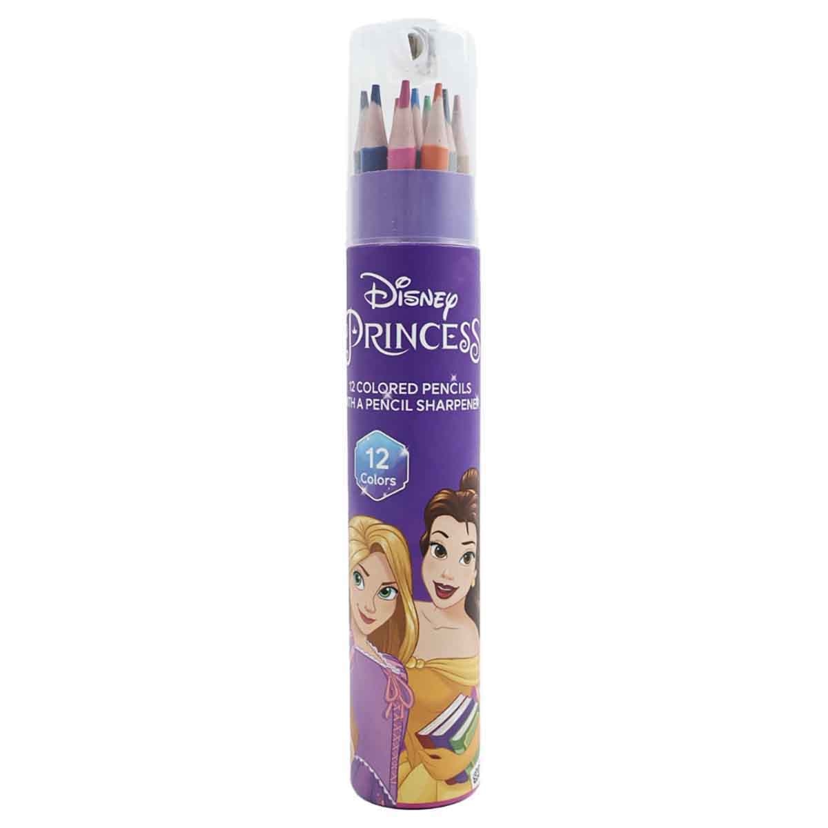 Disney Princess 12 Coloured Pencils with Sharpener Unisex, 3-4 Years