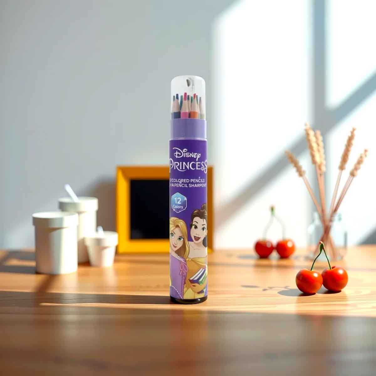 Disney Princess 12 Coloured Pencils with Sharpener Unisex, 3-4 Years