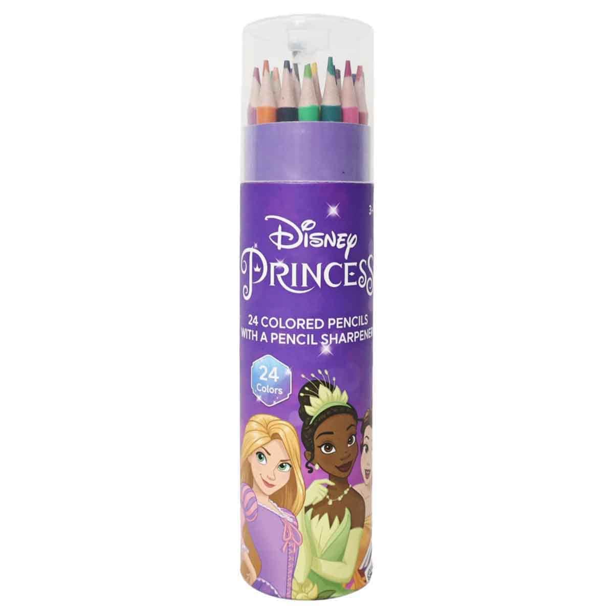 Disney Princess 24- Coloured Pencils with Sharpener Unisex, 3-4 Years