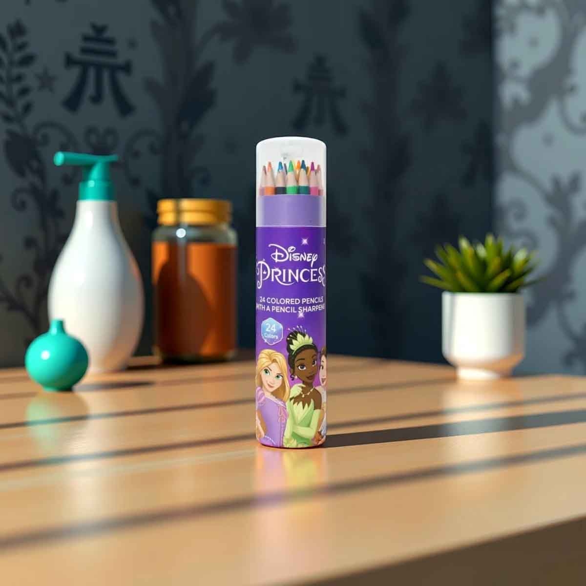 Disney Princess 24- Coloured Pencils with Sharpener Unisex, 3-4 Years