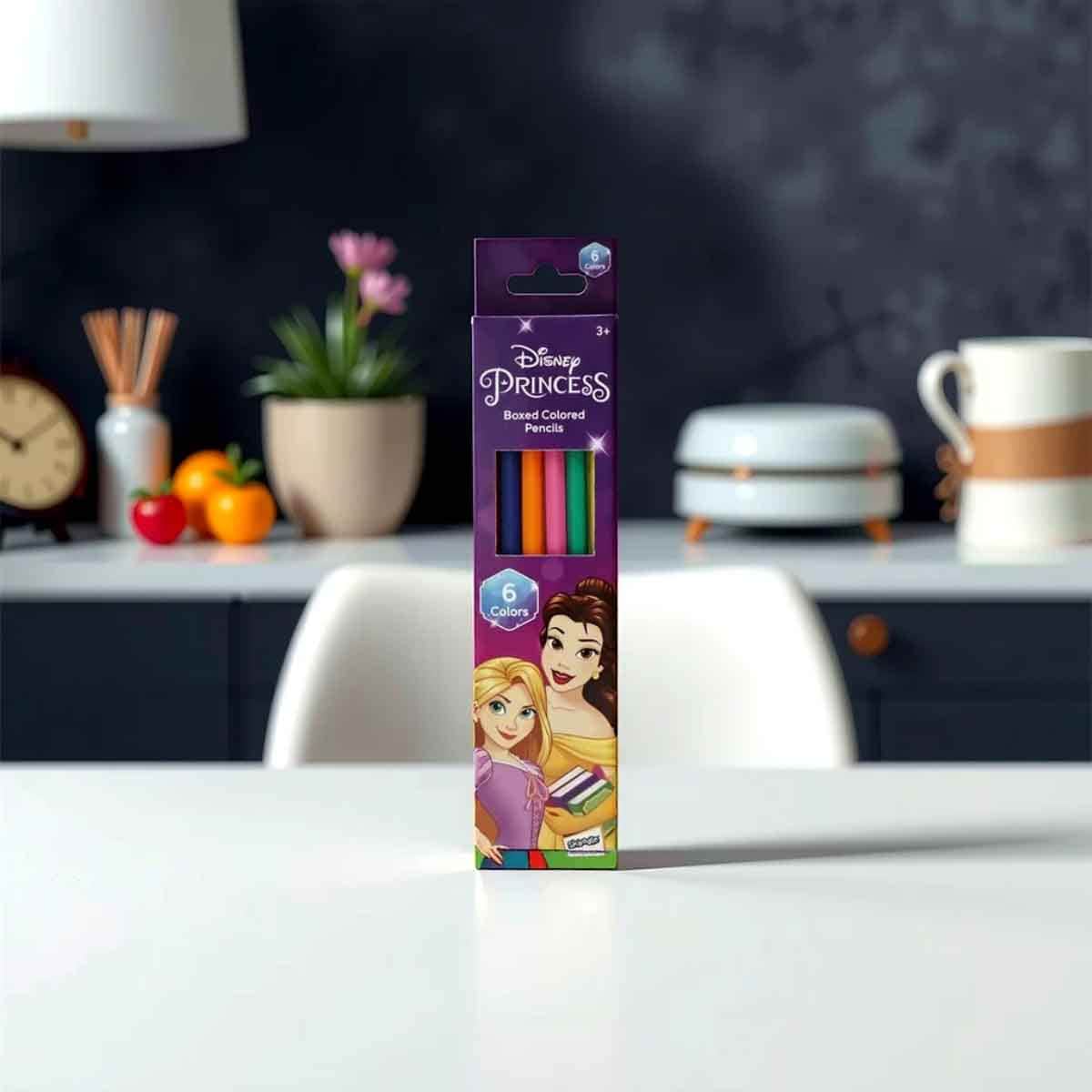 Disney Princess 6 Coloured Pencils Unisex, 3-4 Years