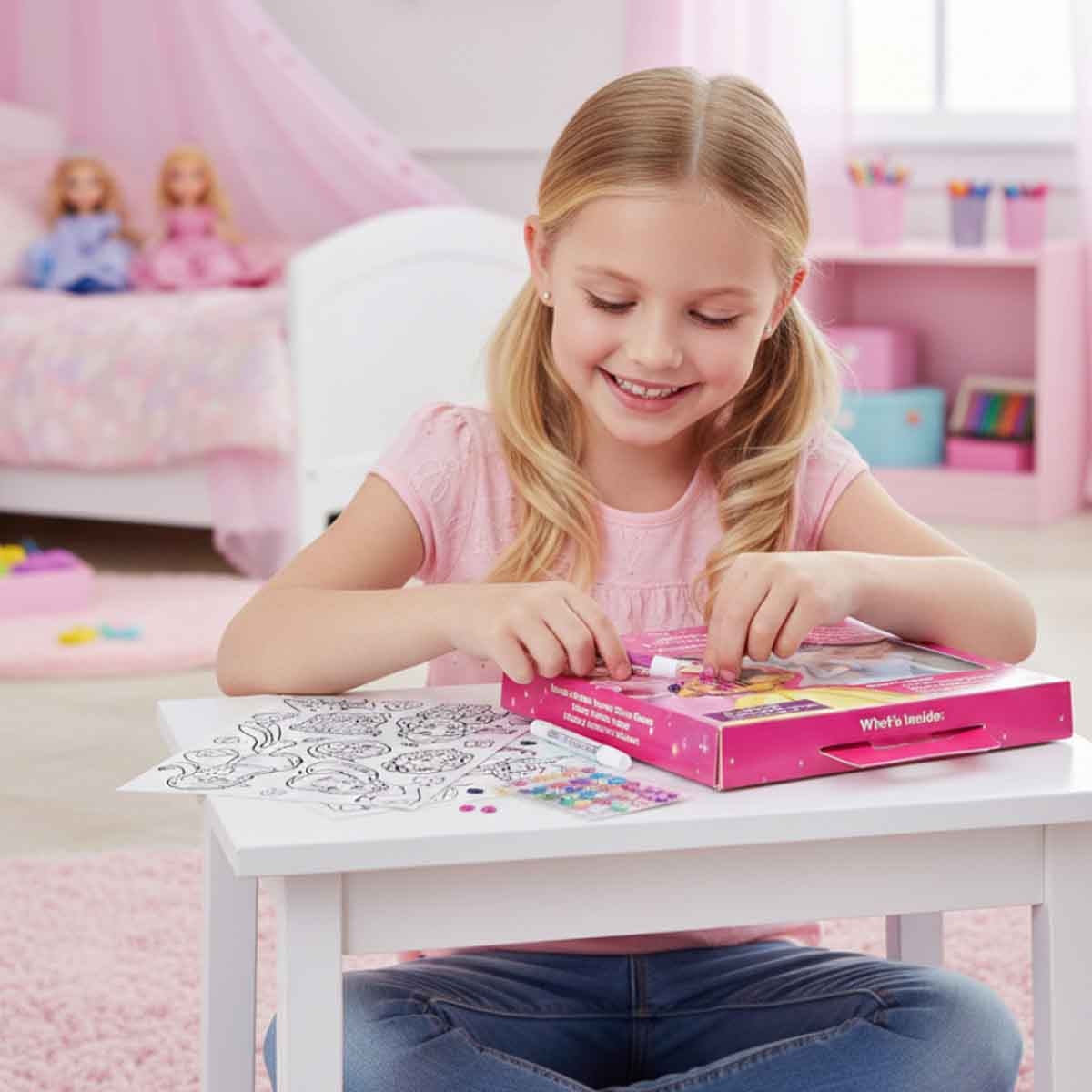 ديزني برينسيس ملصقات مخملية للتلوين والتزيين بالجواهر للأطفال بعمر 3-4 سنوات