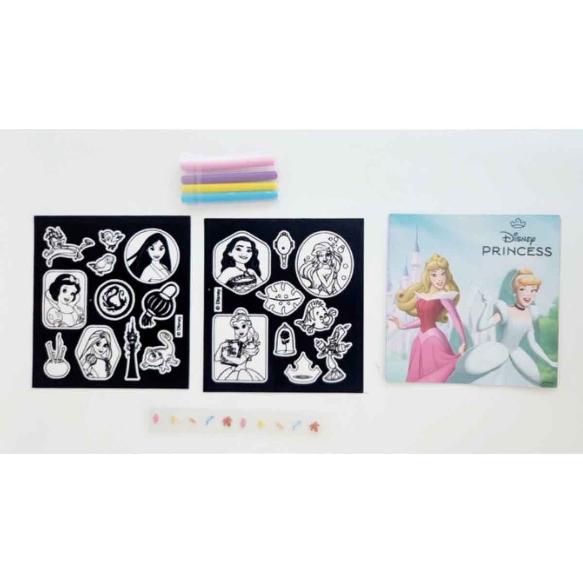 ديزني برينسيس ملصقات مخملية للتلوين والتزيين بالجواهر للأطفال بعمر 3-4 سنوات