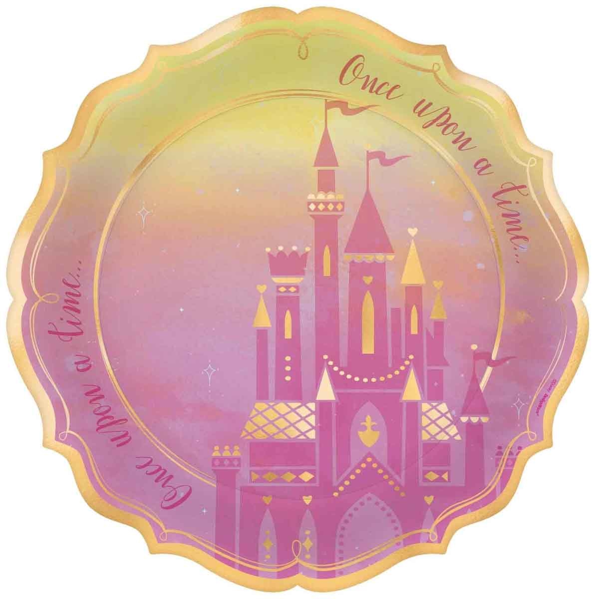 Disney Princess 8-Piece 10.5" Metallic Round Plate Set