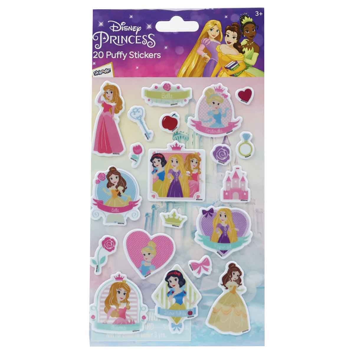 Disney Princess 20 Puffy Stickers Unisex, 3-4 Years