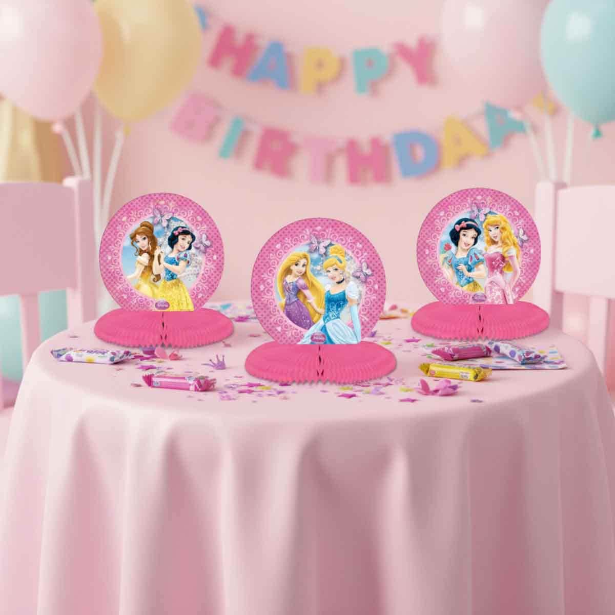 ديزني برنسيس مجموعة 3-قطع مراكز طاولة صغيرة لامعة