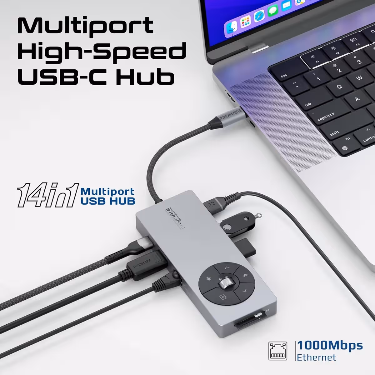 Promate 14-in-1 High Speed Multiport 4K 60Hz USB-C Hub