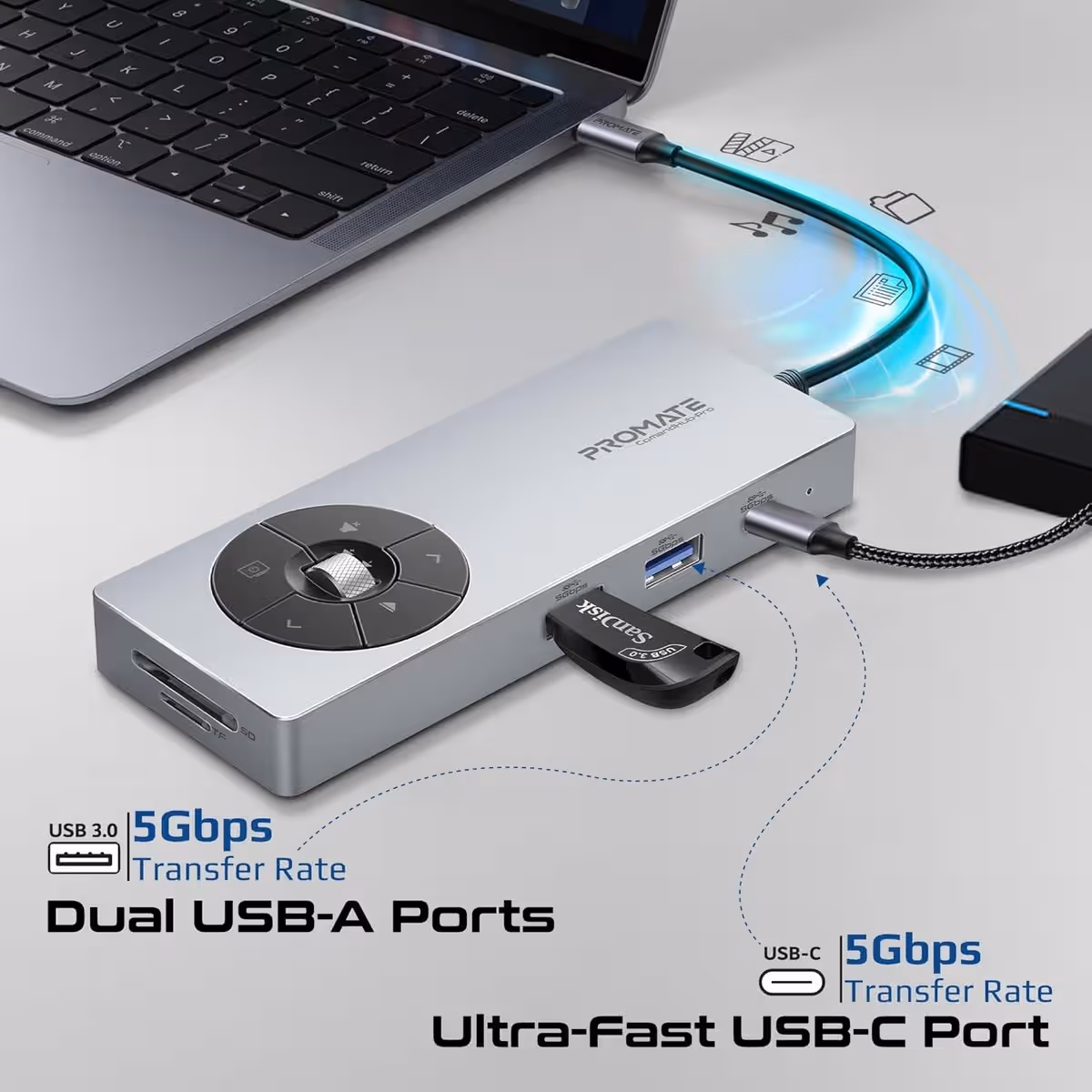 Promate 14-in-1 High Speed Multiport 4K 60Hz USB-C Hub