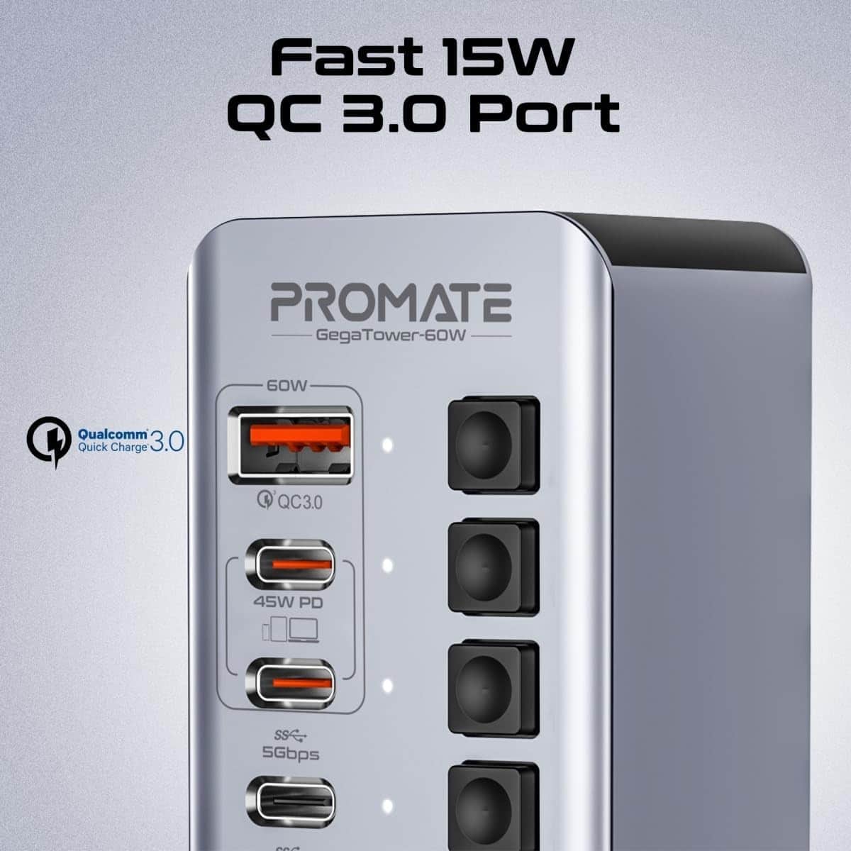 Promate 14-in-1 Multiport 60W USB-C Tower Hub