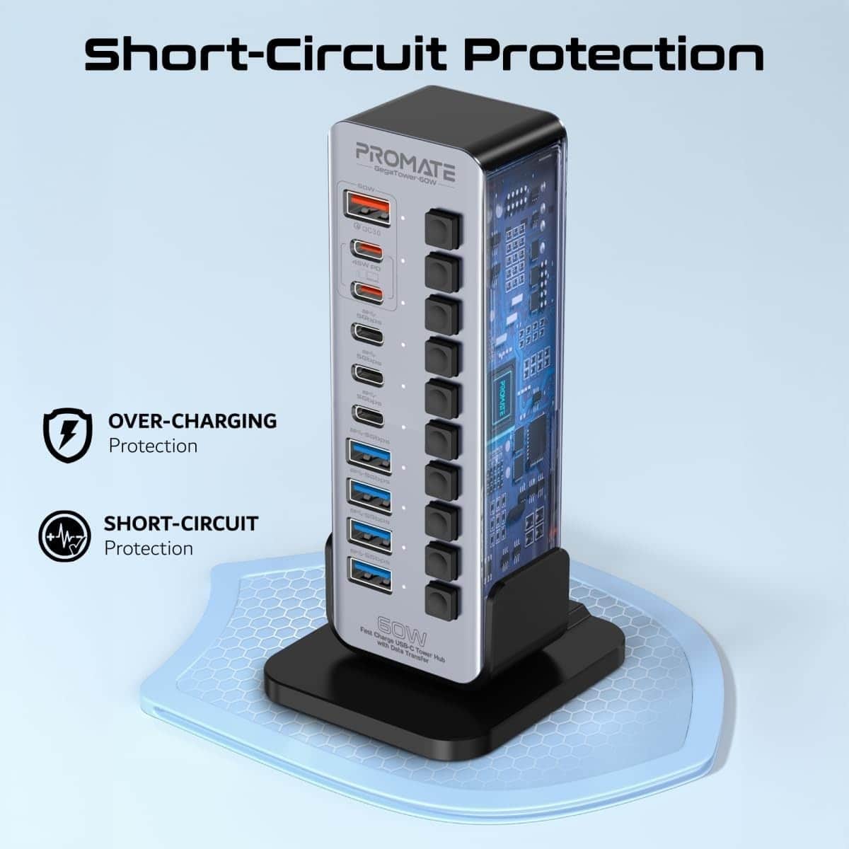 Promate 14-in-1 Multiport 60W USB-C Tower Hub