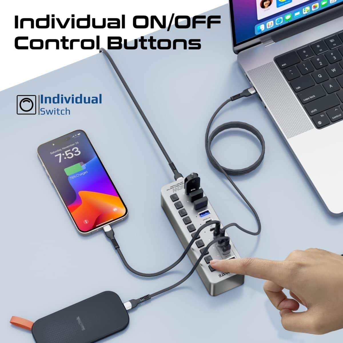 Promate 14-in-1 Multiport 60W USB-C Tower Hub
