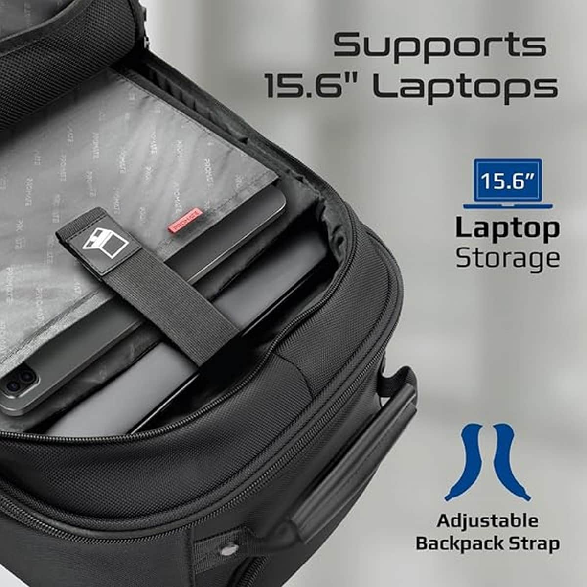 Promate 15.6" 2-in-1 Lightweight Laptop Trolley Backpack