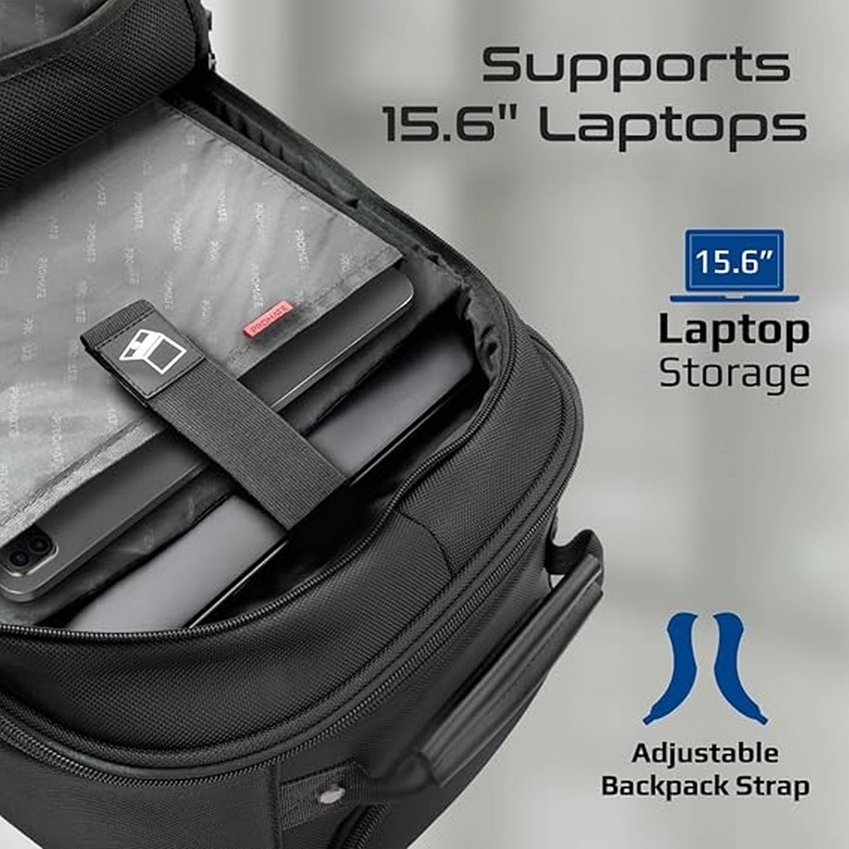 Promate 15.6" 2-in-1 Lightweight Laptop Trolley Backpack