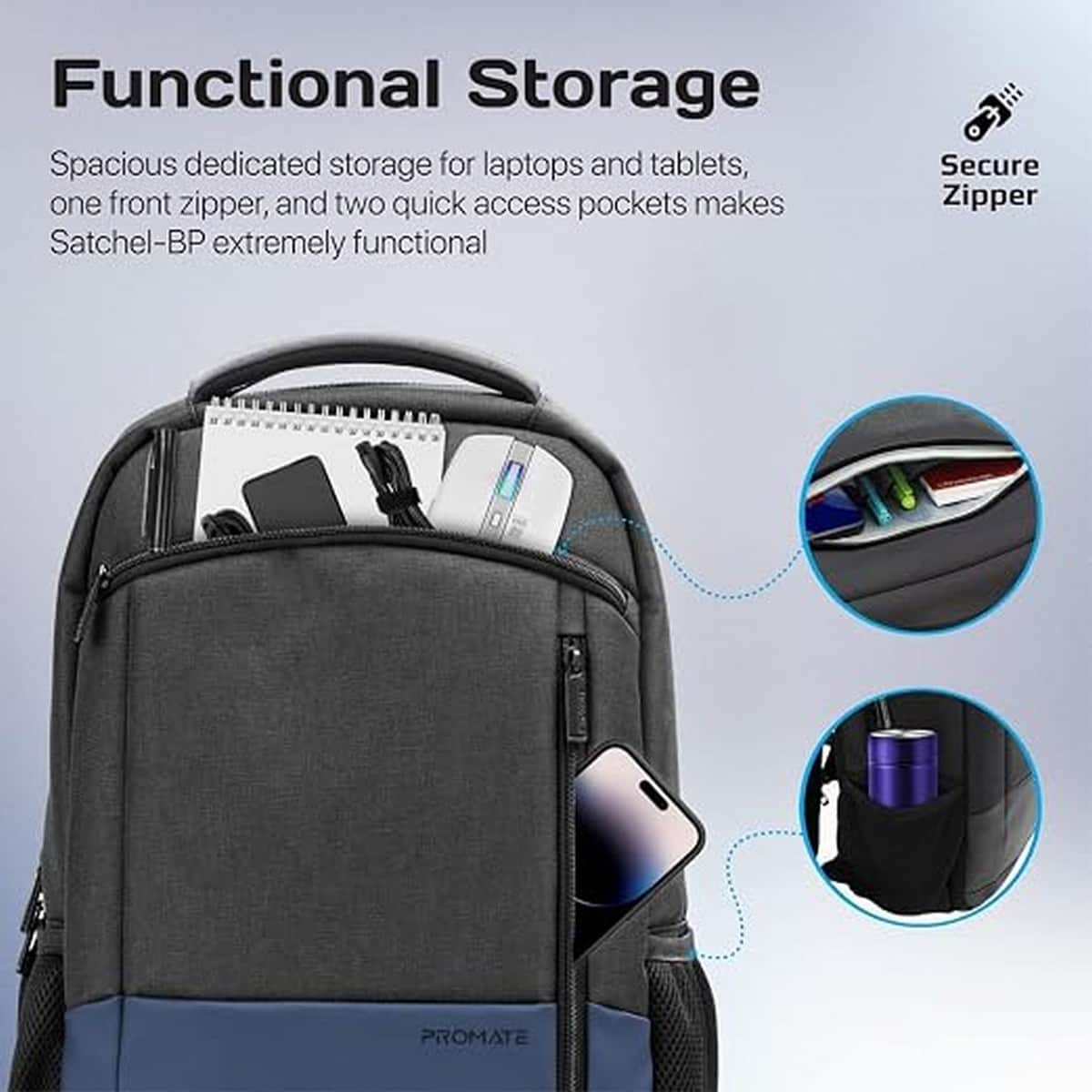Promate 15.6" Satchel-BP Travel Laptop Backpack