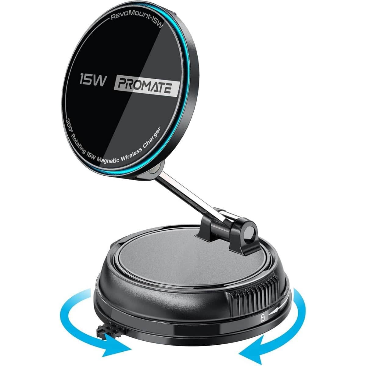 Promate 15W MagSafe Wireless Car Charger Mount with Dual USB-C Ports