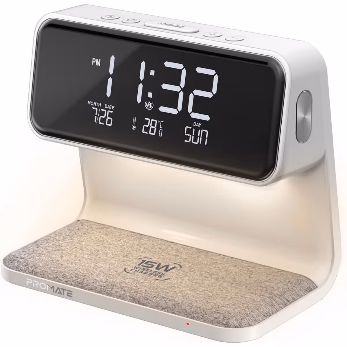 Promate 15W Wireless Charging Alarm Clock