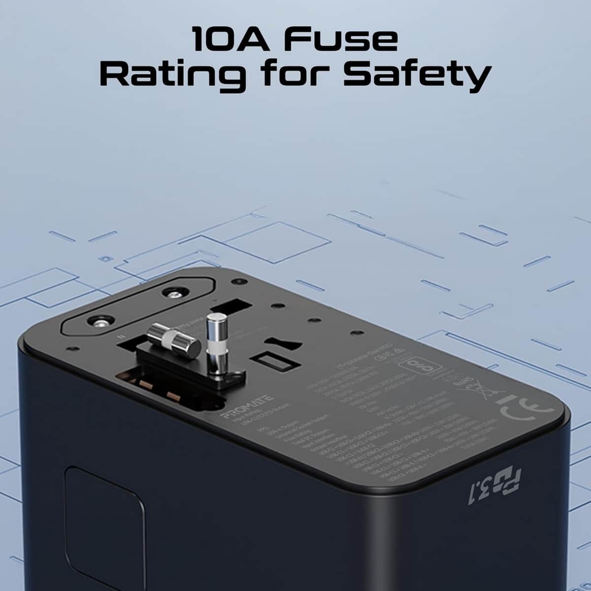 Promate 160W GaNFast Universal Travel Adapter