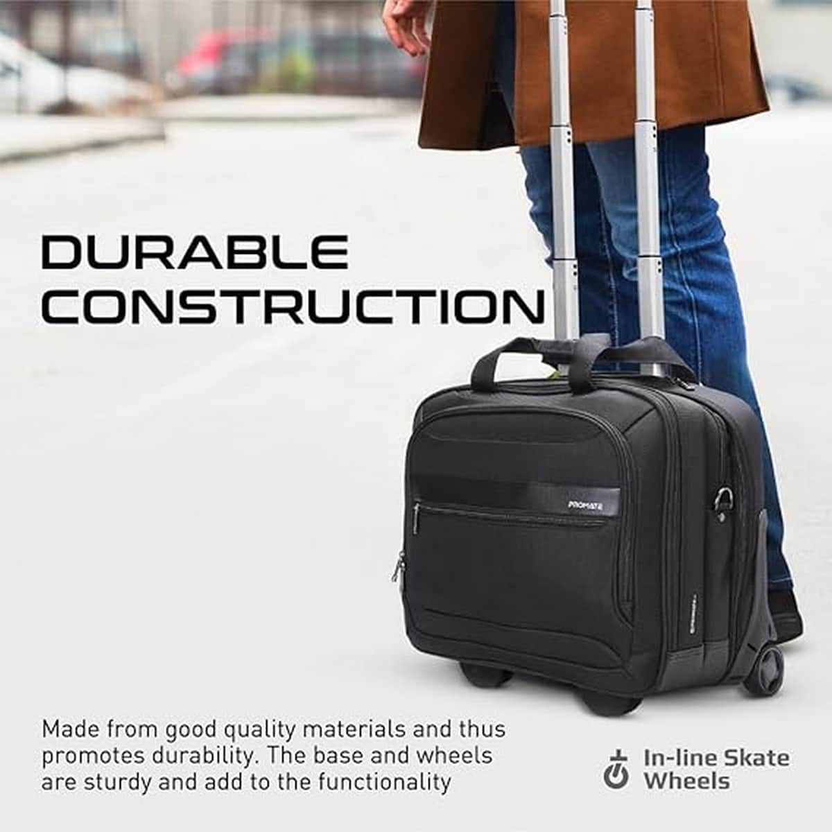 Promate 16" Water-Resistant Laptop Trolley Bag